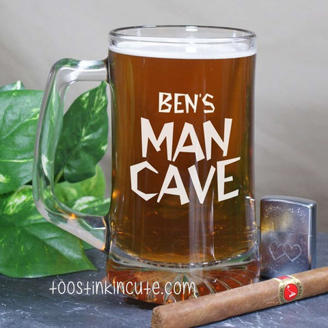 Man Cave Personalized Glass Beer Mug