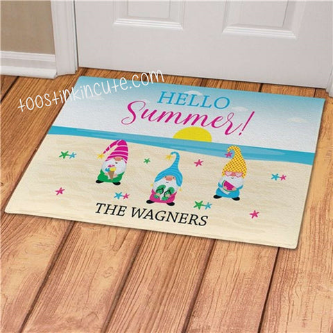 Summer Gnomes Personalized Doormat