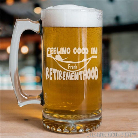 Retirement Personalized Glass Beer Mug