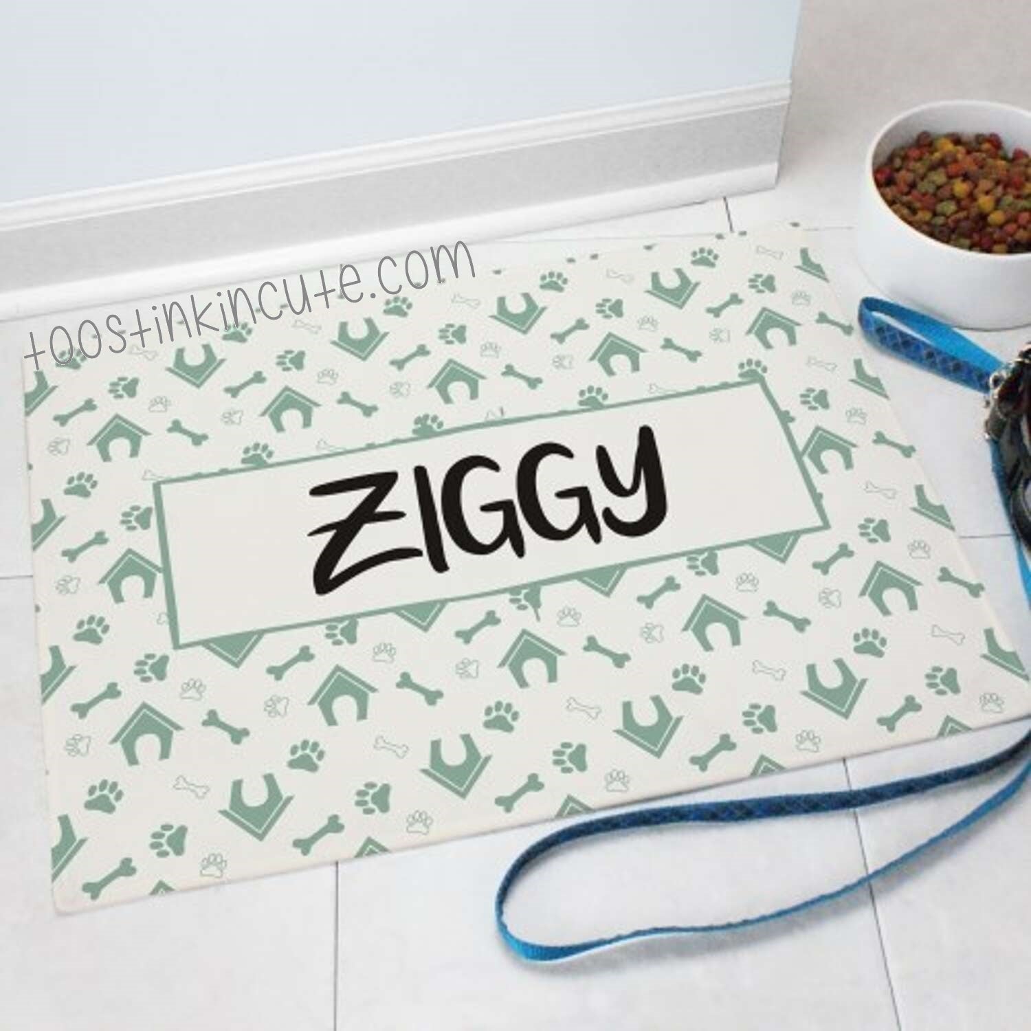 Personalized Dog House Dog Food Mat