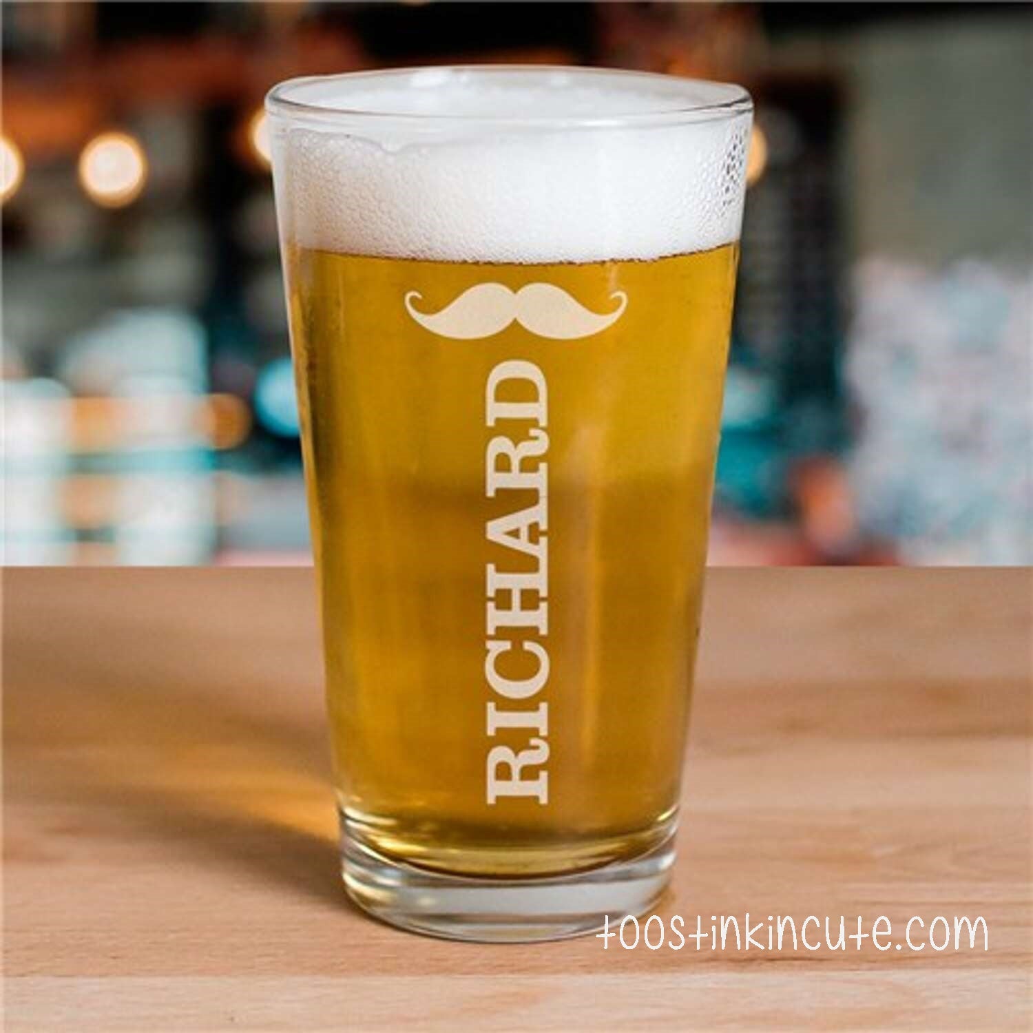 Personalized Engraved Mustache Beer Glass