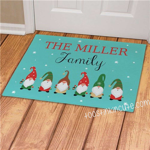 Christmas Gnome Personalized Doormat