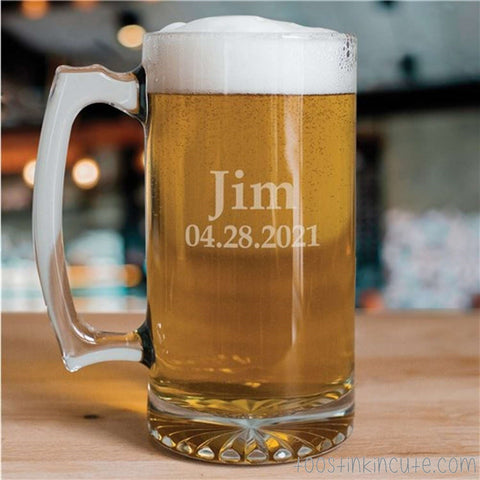 Engraved Groomsman Personalized Glass Beer Mug