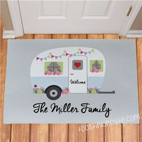 Family Floral Camper Personalized Doormat