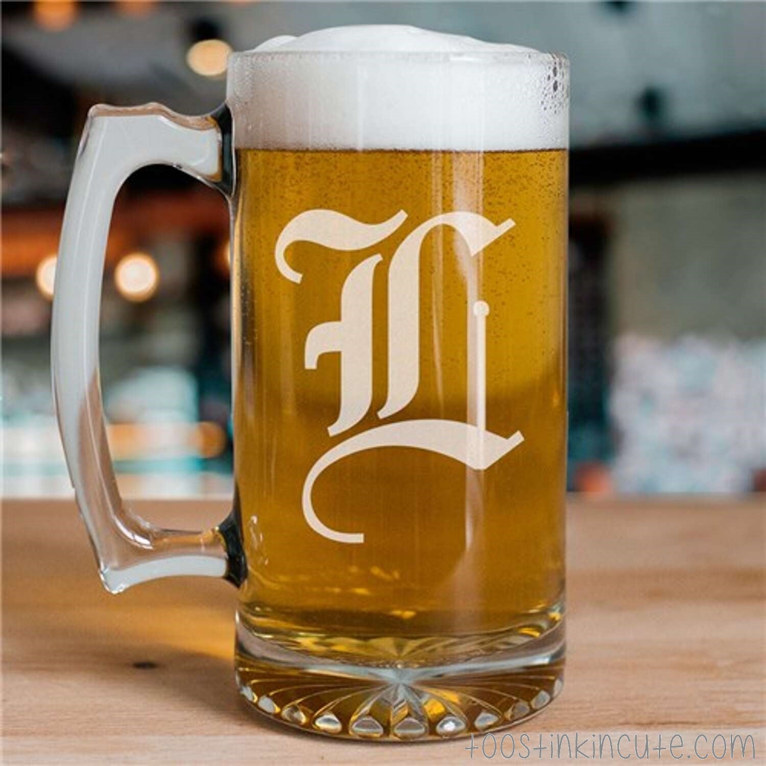 Initial Personalized Glass Beer Mug Stein