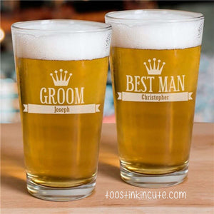 Engraved Groomsman Personalized Glass Beer Mug