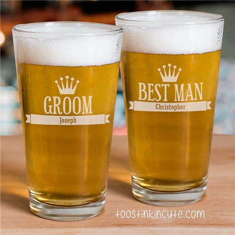Engraved Groomsman Personalized Glass Beer Mug