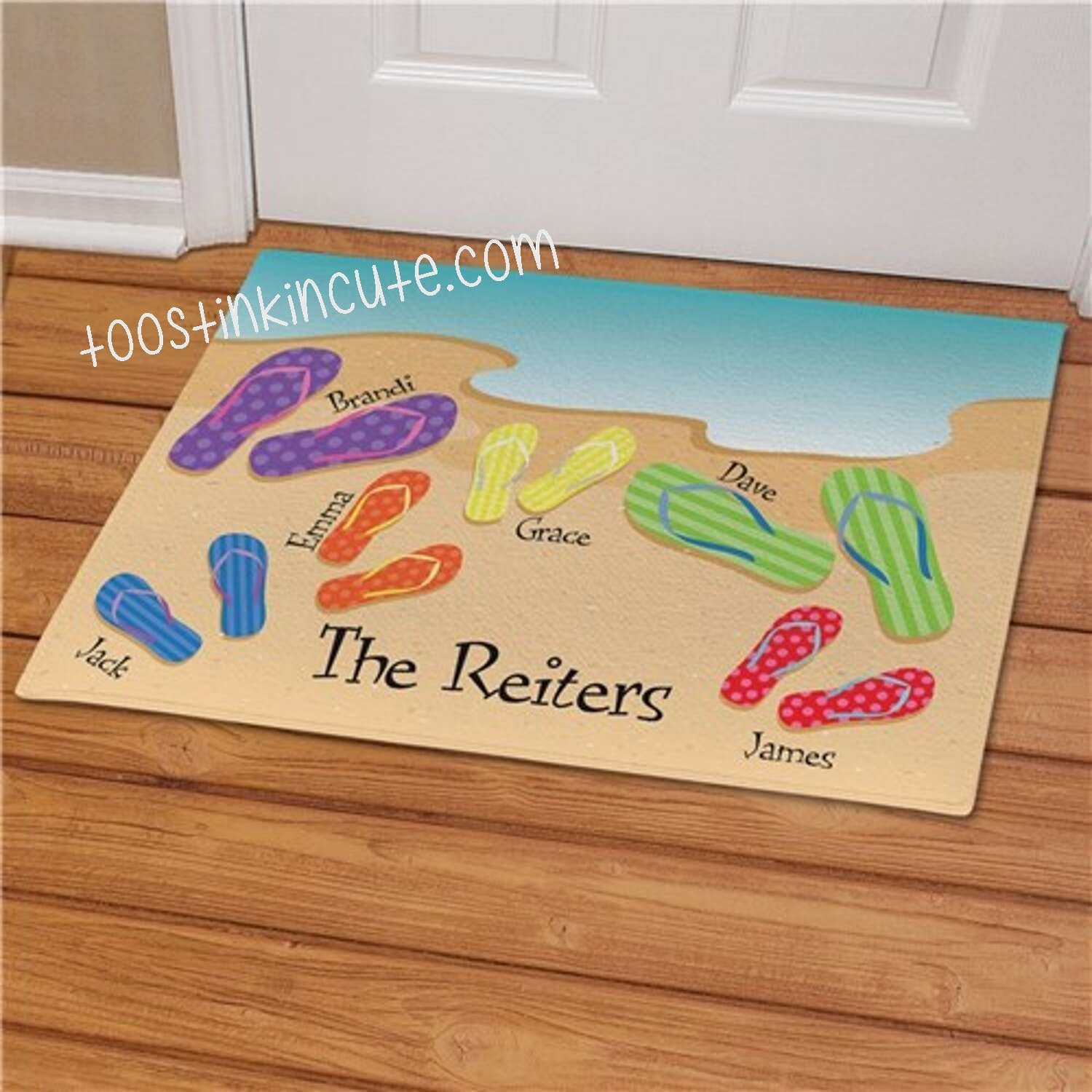 Summer Flip Flop Family Personalized Doormat