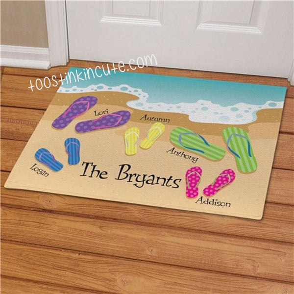 Summer Flip Flop Family Personalized Doormat