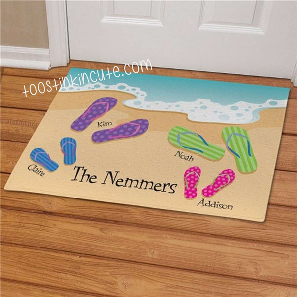 Summer Flip Flop Family Personalized Doormat