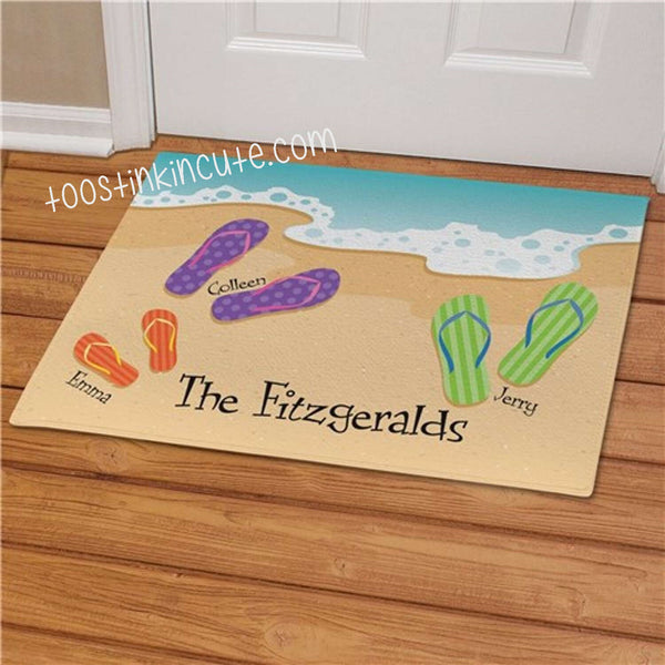 Summer Flip Flop Family Personalized Doormat