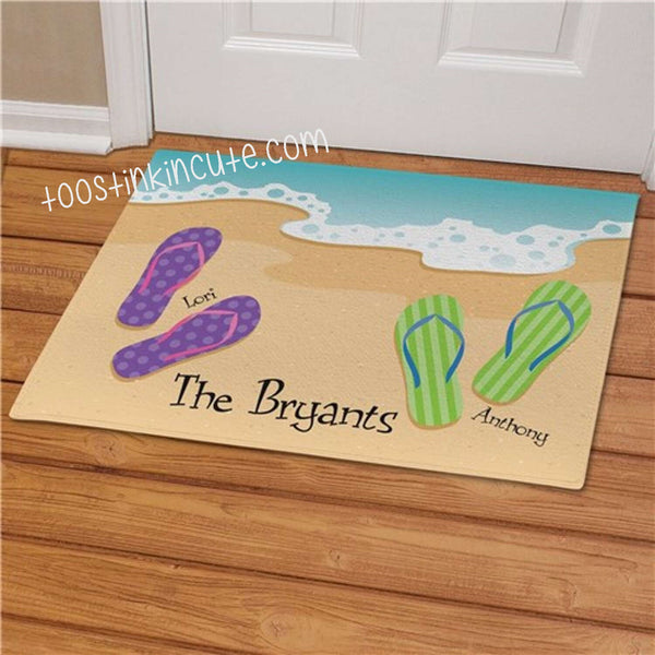 Summer Flip Flop Family Personalized Doormat