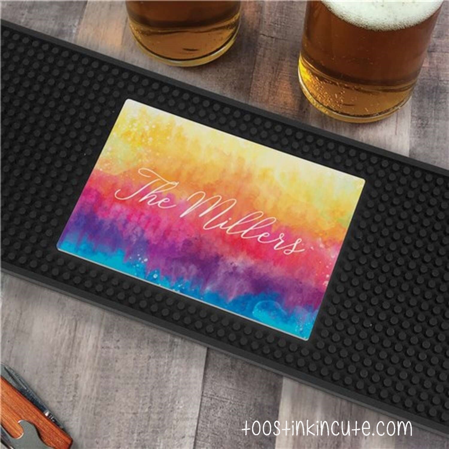 Personalized Tie Dye Printed Bar Mat